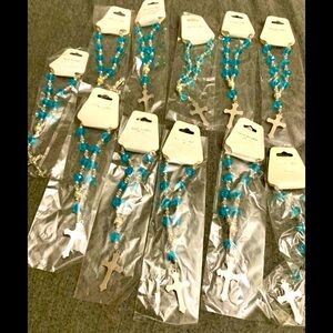 🎁NEW Bundle of 11 costume silver Crystal turquoise blue cross jewelry